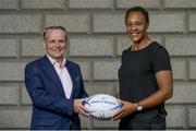 19 July 2017; Sophie Spence and Colin Kingston, Director of Bank of Ireland Dublin, in attendance at the Dublin Chamber networking lunch, hosted by Bank of Ireland. The event, held in Bank of Ireland College Green was as a special networking lunch ahead of the Ladies Rugby World Cup 2017 which kicks-off on the 9th of August. Photo by Cody Glenn/Sportsfile