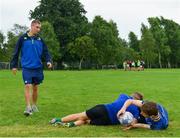 19 July 2017; Leinster academy player Conor Dean, coaches young players PJ Tiernan, right, and Sam Hamilton, during the Bank of Ireland Leinster Rugby School of Excellence at Kings Hospital in Palmerstown, Dublin. Photo by Sam Barnes/Sportsfile