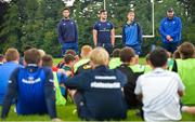 19 July 2017; Leinster academy players, from left, Ronan Kelleher, Conor Dean and Caelan Doris, take part in a Q and A during the Bank of Ireland Leinster Rugby School of Excellence at Kings Hospital in Palmerstown, Dublin.  Photo by Sam Barnes/Sportsfile
