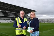 19 July 2017; Today marks the day when Páirc Uí Chaoímh re-opens for business with a club championship hurling match in the famous redeveloped stadium. OCS (One Complete Solution) was delighted to attend the press day at the redeveloped Páirc Uí Chaoímh, which will be the first smart stadium in Ireland and the UK. The entire stadium is WiFi enabled, with 4G Vodafone technology installed and the capacity to upgrade to next generation 5G. It is also the first stadium in the country to use LED Flood lighting. Intermittent phone and data coverage will be a thing of the past. Pictured at the media day are Seanie McGrath, Head of Sales at OCS Ireland, and Áine Mulcahy, MD at OCS group Ireland, at Pairc Ui Chaoimh in Co. Cork. Photo by Eóin Noonan/Sportsfile