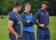 19 July 2017; Leinster Academy players, from left, Ronan Kelleher, Conor Dean and Caelan Doris during a Q and A during the Bank of Ireland Leinster Rugby School of Excellence at Kings Hospital in Palmerstown, Dublin.  Photo by Sam Barnes/Sportsfile
