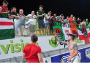 20 July 2017; Sean Maguire of Cork City gives his jersey to a young supporter after the UEFA Europa League Second Qualifying Round Second Leg match between AEK Larnaca and Cork City at the AEK Arena in Larnaca, Cyprus. Photo by Doug Minihane/Sportsfile