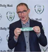21 July 2017; Republic of Ireland manager Martin O'Neill draws Dundalk from the pot during the FAI Cup Draw & Press Conference at Springhill Court Conference, Leisure and Spa Hotel in Kilkenny. Photo by Matt Browne/Sportsfile