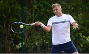 21 July 2017; Lloyd Glasspool in action during the Dún Laoghaire Rathdown Men’s International Tennis Championships Finals doubles match against Jonny O'Mara and Scott Clayton at Carrickmines Tennis Club in Dublin. Photo by Cody Glenn/Sportsfile