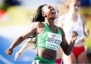 21 July 2017, Ireland's Gina Akpe-Moses, Blackrock AC, Co Louth, winning the European U20 100m Women title in 11.71 seconds at the European Athletics U20 Championships in Grosseto, Italy. issued on behalf of Athletics Ireland by Sportsfile