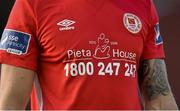 21 July 2017; A detailed view of the St Patrick's Athletic jersey during the SSE Airtricity League Premier Division match between St Patrick's Athletic and Bray Wanderers at Richmond Park in Dublin. Photo by Piaras Ó Mídheach/Sportsfile