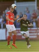 21 July 2017; Graham Kelly of St Patrick's Athletic in action against Gary McCabe of Bray Wanderers during the SSE Airtricity League Premier Division match between St Patrick's Athletic and Bray Wanderers at Richmond Park in Dublin. Photo by Piaras Ó Mídheach/Sportsfile