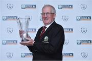 21 July 2017; Frank McEvoy, from Killeigh School, Tullamore, Co. Offaly, with his John Sherlock award for services to football at the FAI Communications Awards & Delegates Dinner at Hotel Kilkenny in Kilkenny. Photo by Matt Browne/Sportsfile