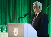 21 July 2017; FAI President Tony Fitzgerald speaking at the FAI Communications Awards & Delegates Dinner at Hotel Kilkenny in Kilkenny. Photo by Seb Daly/Sportsfile
