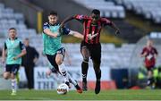 21 July 2017; Ismahil Akinade of Bohemians is fouled by Aaron Barry of Derry City during the SSE Airtricity League Premier Division match between Bohemians and Derry City at Dalymount Park in Dublin. Photo by Sam Barnes/Sportsfile
