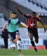 21 July 2017; Ismahil Akinade of Bohemians is fouled by Aaron Barry of Derry City during the SSE Airtricity League Premier Division match between Bohemians and Derry City at Dalymount Park in Dublin. Photo by Sam Barnes/Sportsfile