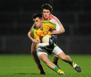 21 March 2012; Thomas McKinley, Donegal, in action against Thomas Canavan, Tyrone. Cadburys Ulster Under 21 Football Championship Quarter-Final,Tyrone v Donegal, Tyrone v Donegal, Healy Park, Omagh, Co. Tyrone. Picture credit: Oliver McVeigh / SPORTSFILE