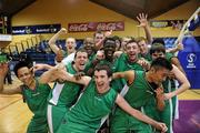 22 March 2012; Colaiste Chriost Ri, Cork, celebrate after the final whistle. U19C Boys - All-Ireland Schools League Finals 2012, Abbey Grammar, Newry v Colaiste Chriost Ri, Cork, National Basketball Arena, Tallaght, Dublin. Picture credit: Matt Browne / SPORTSFILE