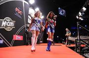 22 March 2011; Hazel O'Sullivan and Kelly Donegan during the McCoy's Premier League Darts Tournament. O2, Dublin. Picture credit: Stephen McCarthy / SPORTSFILE