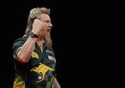 22 March 2011; Simon Whitlock reacts during his match against Andy Hamilton during the McCoy's Premier League Darts Tournament. O2, Dublin. Picture credit: Stephen McCarthy / SPORTSFILE
