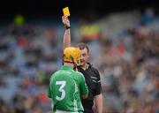 17 March 2012; Referee Alan kelly issues a 'yellow card' to Coolderry's Kevin Brady. AIB GAA Hurling All-Ireland Senior Club Championship Final, Coolderry, Offaly, v Loughgiel Shamrocks, Antrim, Croke Park, Dublin. Picture credit: Ray McManus / SPORTSFILE