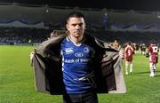 23 March 2012; Former WBA Super Bantamweight World Champion Bernard Dunne after speaking to supporters at half-time as part of the Bród Irish language campaign. Celtic League, Leinster v Ospreys, RDS, Ballsbridge, Dublin. Picture credit: Stephen McCarthy / SPORTSFILE