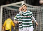 23 March 2012; Gary Twigg, Shamrock Rovers, celebrates after scoring his side's first goal from the penalty spot. Airtricity League Premier Division, Shamrock Rovers v Shelbourne, Tallaght Stadium, Tallaght, Co. Dublin. Picture credit: Brian Lawless / SPORTSFILE