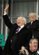23 March 2012; President of Ireland Michael D. Higgins waves to supporters before the match. Airtricity League Premier Division, Shamrock Rovers v Shelbourne, Tallaght Stadium, Tallaght, Co. Dublin. Picture credit: Brian Lawless / SPORTSFILE