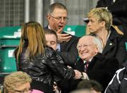 23 March 2012; President of Ireland Michael D. Higgins greets a supporter before the match. Airtricity League Premier Division, Shamrock Rovers v Shelbourne, Tallaght Stadium, Tallaght, Co. Dublin. Picture credit: Brian Lawless / SPORTSFILE