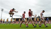 9 July 2017; Cork and Clare players in the parade before the Munster GAA Hurling Senior Championship Final match between Clare and Cork at Semple Stadium in Thurles, Co Tipperary. Photo by Piaras Ó Mídheach/Sportsfile