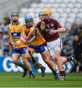 22 July 2017; Ronan Glennon of Galway in action against Killian McDermott of Clare during the Electric Ireland GAA Hurling All-Ireland Minor Championship Quarter-Final between Clare and Galway at Páirc Uí Chaoimh in  Cork. Photo by Ray McManus/Sportsfile