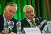 22 July 2017; FAI President Tony Fitzgerald, right, and chief executive John Delaney at the FAI Annual General Meeting at the Hotel Kilkenny in Kilkenny. Photo by Ramsey Cardy/Sportsfile
