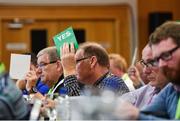 22 July 2017; Delegates vote at the FAI Annual General Meeting at the Hotel Kilkenny in Kilkenny. Photo by Ramsey Cardy/Sportsfile
