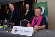 22 July 2017; Niamh O'Donoghue, the first female to be appointed to the FAI board, during the EGM at the Hotel Kilkenny in Kilkenny. Photo by Ramsey Cardy/Sportsfile