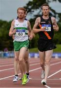 22 July 2017; Sean Tobin of Clonmel AC, Co. Tipperary, left, and Eoin Pierce of Clonliffe Harriers AC, Co. Dublin, competing in the Men's 1500m during the Irish Life Health National Senior Track & Field Championships – Day 1 at Morton Stadium in Santry, Co. Dublin. Photo by Sam Barnes/Sportsfile