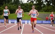 22 July 2017; Brian Murphy, left, and Andrew Mellon, both of Crusaders AC, Co. Dublin, competing in the Men's 400m during the Irish Life Health National Senior Track & Field Championships – Day 1 at Morton Stadium in Santry, Co. Dublin. Photo by Sam Barnes/Sportsfile