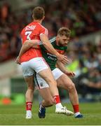 22 July 2017; Eoin Cadogan of Cork tangles with Aidan O'Shea of Mayo during the GAA Football All-Ireland Senior Championship Round 4A match between Cork and Mayo at Gaelic Grounds in Co. Limerick. Photo by Piaras Ó Mídheach/Sportsfile