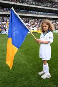 22 July 2017; Bord Gais Energy flagbearer Kate Galligan during the GAA Hurling All-Ireland Senior Championship Quarter-Final match between Clare and Tipperary at Páirc Uí Chaoimh in Cork. Photo by Stephen McCarthy/Sportsfile