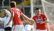 22 July 2017; Seán Powter of Cork celebrates scoring his side's first goal with team-mate Ian Maguire, left, during the GAA Football All-Ireland Senior Championship Round 4A match between Cork and Mayo at Gaelic Grounds in Co. Limerick. Photo by Piaras Ó Mídheach/Sportsfile