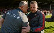 22 July 2017; Cork manager Peadar Healy, left, with Mayo manager Stephen Rochford after the GAA Football All-Ireland Senior Championship Round 4A match between Cork and Mayo at Gaelic Grounds in Co. Limerick. Photo by Piaras Ó Mídheach/Sportsfile