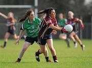 24 March 2012; Emma Collins, Loreto, in action against Shannon Sheehan, Colaiste Ide agus Iosef. Tesco All-Ireland Post Primary Schools Senior A Final, Loreto, Omagh v Colaiste Ide agus Iosef, Limerick, Kinnegad, Co. Westmeath. Picture credit: Matt Browne / SPORTSFILE