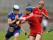 24 March 2012; Michael Lennon, Monaghan, in action against Martin Grogan, Tyrone. Allianz Hurling League, Division 3A, Round 4, Tyrone v Monaghan, Healy Park, Omagh, Co. Tyrone. Picture credit: Oliver McVeigh / SPORTSFILE