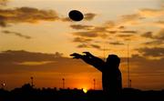 24 March 2012; Munster hooker Damien Varley practices his lineout throwing before the game as the evening sun sets. Celtic League, Connacht v Munster, Sportsground, Galway. Picture credit: Pat Murphy / SPORTSFILE