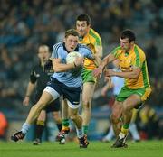 24 March 2012; Paul Flynn, Dublin, in action against David Walsh and Frank McGlynn, Donegal. Allianz Football League, Division 1, Round 6, Dublin v Donegal, Croke Park, Dublin. Picture credit: Ray McManus / SPORTSFILE