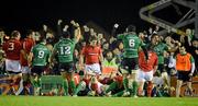 24 March 2012; Connacht players celebrate as Ethienne Reynecke was adjudged to have scored their first try of the game. Celtic League, Connacht v Munster, Sportsground, Galway. Picture credit: Brendan Moran / SPORTSFILE
