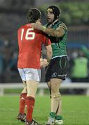 24 March 2012; John Muldoon, Connacht, and Mike Sherry, Munster, at the final whistle. Celtic League, Connacht v Munster, Sportsground, Galway. Picture credit: Brendan Moran / SPORTSFILE
