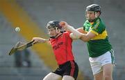 25 March 2012; Connor Woods, Down, in action against Aidan Boyle, Kerry. Allianz Hurling League Division 2, Round 4, Kerry v Down, Fitzgerald Stadium, Killarney, Co. Kerry. Picture credit: Brendan Moran / SPORTSFILE