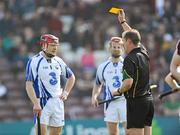 25 March 2012; Shane O'Sullivan, Waterford, his second yellow card by Anthony Stapleton, referee, before being sent off. Allianz Hurling League Division 1A, Round 4, Galway v Waterford, Pearse Stadium, Galway. Picture credit: Brian Lawless / SPORTSFILE