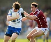 25 March 2012; Shane Smyth, Monaghan, in action against Finian Hanley, Galway. Allianz Football League, Division 2, Round 6, Monaghan v Galway, Pearse Park, Longford. Picture credit: Ray McManus / SPORTSFILE