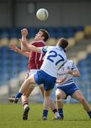 25 March 2012; Paul Conroy, Galway, in action against Cinny Corey, 27, and Gary McQuaid, Monaghan. Allianz Football League, Division 2, Round 6, Monaghan v Galway, Pearse Park, Longford. Picture credit: Ray McManus / SPORTSFILE