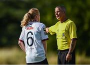 22 July 2017; Referee Timmy Kelleher talks to Galway captain Meabh De Burca during the Continental Tyres Women’s National League match between Cork City WFC and Galway WFC at Bishopstown Stadium in Co. Cork. Photo by Seb Daly/Sportsfile