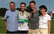 23 July 2017; Former international athletes, left,  Roy Dooney and right, Greta Hickey, with their son's Conor Dooney, who won the Men's 5000m and right, Kevin Dooney, who won the Men's 10000m on Saturday,  during the Irish Life Health National Senior Track & Field Championships – Day 2 at Morton Stadium in Santry, Co. Dublin. Photo by Tomás Greally/Sportsfile