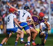 23 July 2017; Lee Chin of Wexford in action against Shane Fives, right, Philip Mahony, 7, and Tadhg de Búrca of Waterford during the GAA Hurling All-Ireland Senior Championship Quarter-Final match between Wexford and Waterford at Páirc Uí Chaoimh in Cork. Photo by Ray McManus/Sportsfile