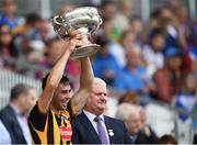 23 July 2017; Kilkenny captain Darragh Brennan lifts the cup following the GAA Hurling All-Ireland Intermediate Championship Final match between Cork and Kilkenny at Páirc Uí Chaoimh in Co Cork. Photo by Stephen McCarthy/Sportsfile