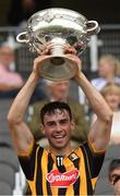 23 July 2017;  Kilkenny captain Darragh Brennan lifts the cup after the GAA Hurling All-Ireland Intermediate Championship Final match between Cork and Kilkenny at Páirc Uí Chaoimh in Cork. Photo by Ray McManus/Sportsfile